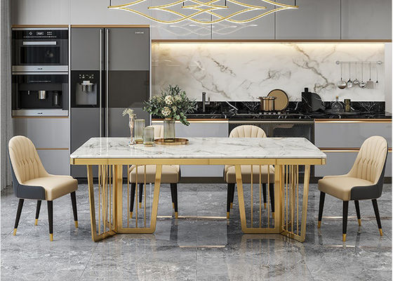Modieuze Luxe Marmeren Eettafel, Marmeren Hoogste Lijst met Metaalbenen