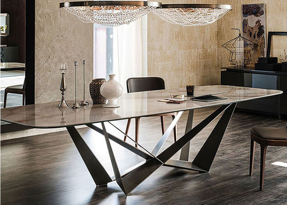 Marmeren hoteleettafel met Roestvrij staalbenen