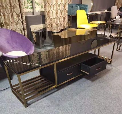 Van het de Tribuneroestvrije staal van luxe Gouden Marmeren Hoogste TV het Kader Lange Bank
