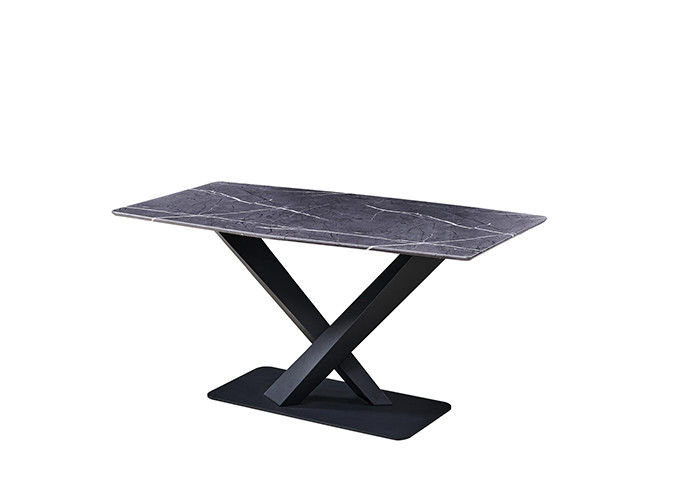 Grijze 150x80x77cm 6 Seater Eettafel met Marmeren Bovenkant