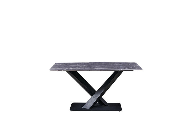 Grijze 150x80x77cm 6 Seater Eettafel met Marmeren Bovenkant