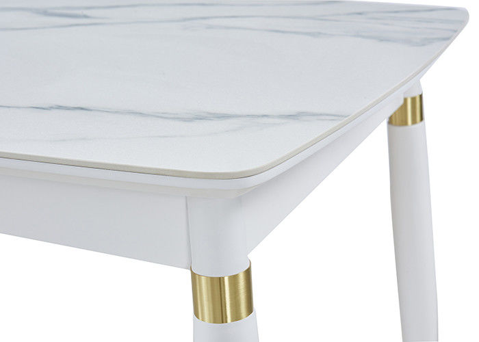Eenvoudige Stevige Houten Rechthoekige Marmeren Eettafel