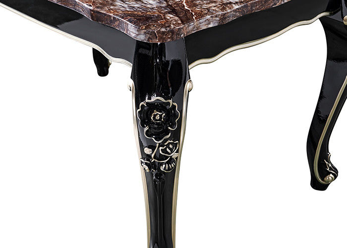 Retro Luxe Ebony Restaurant Rectangle Marble Table