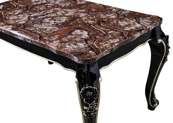 Retro Luxe Ebony Restaurant Rectangle Marble Table