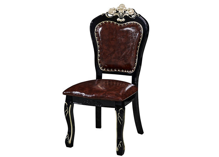 Europese het Dineren van Ebony Solid Wood Carved Sponge Stoelen