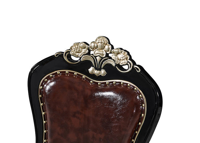 Europese het Dineren van Ebony Solid Wood Carved Sponge Stoelen