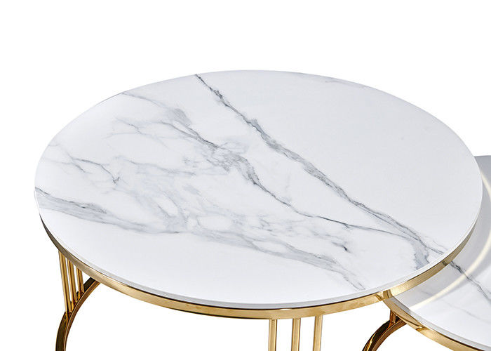 Witte de Cirkel Marmeren Eettafel van het bureauroestvrije staal