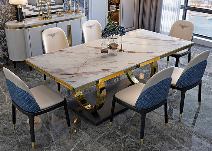 ISO9001 modieuze Marmeren Eettafel, Roestvrij staal en Marmeren Eettafel