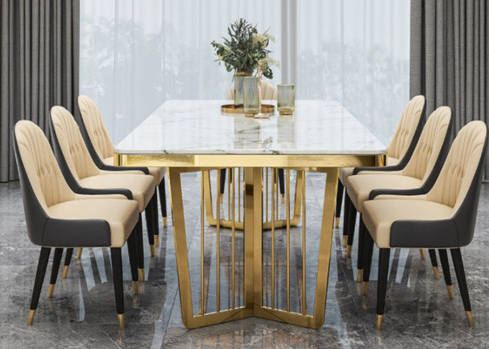 Modieuze Luxe Marmeren Eettafel, Marmeren Hoogste Lijst met Metaalbenen