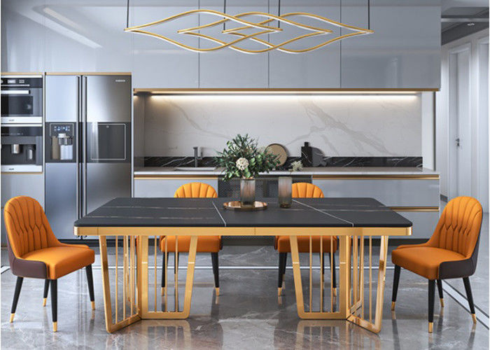 Modieuze Luxe Marmeren Eettafel, Marmeren Hoogste Lijst met Metaalbenen