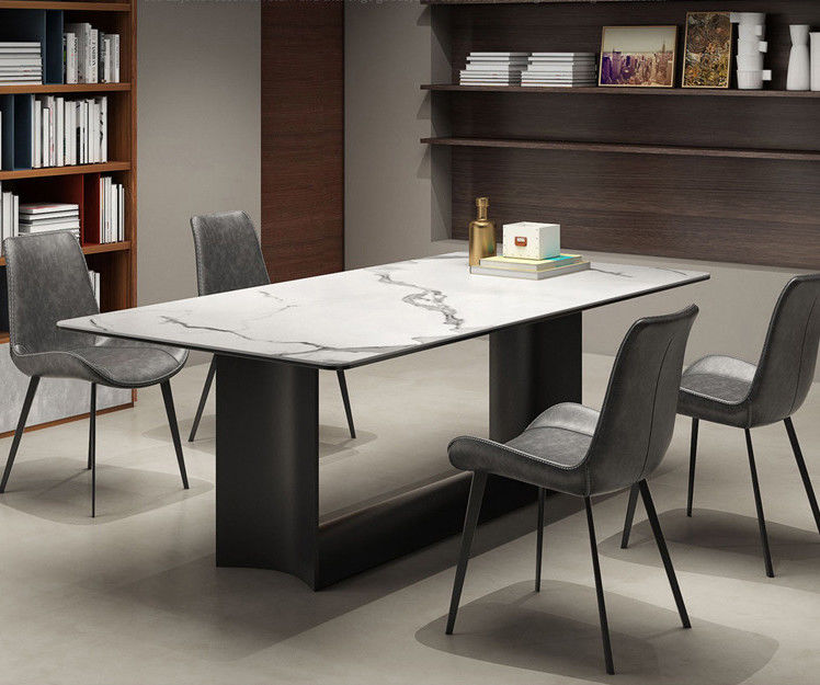 Moderne de Luxe Marmeren Eettafel van het Roestvrij staalbeen