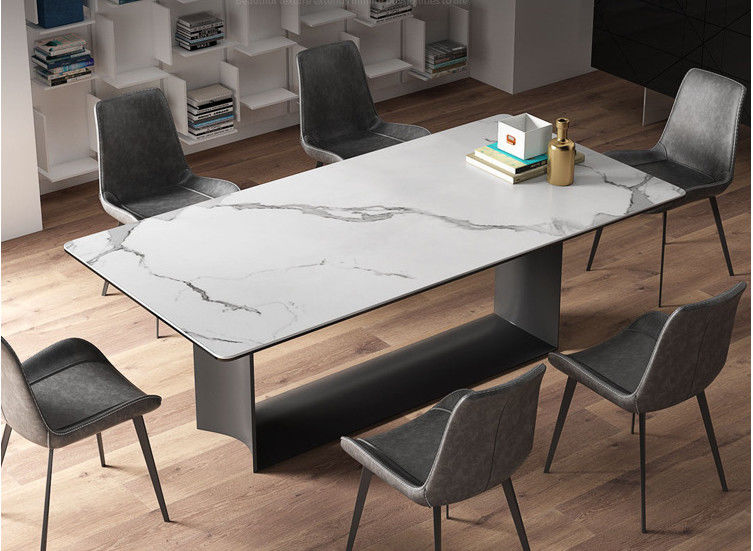 Moderne de Luxe Marmeren Eettafel van het Roestvrij staalbeen