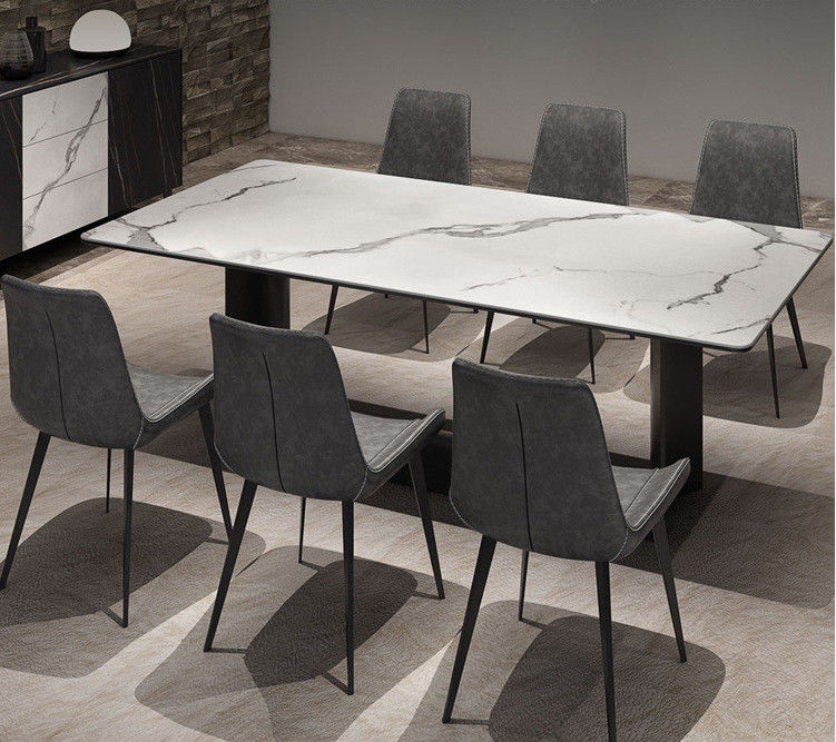 Moderne de Luxe Marmeren Eettafel van het Roestvrij staalbeen