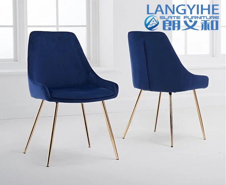 ISO 9001 120cm Ronde Marmeren Effect Eettafel met Fern Velvet Chairs Blue