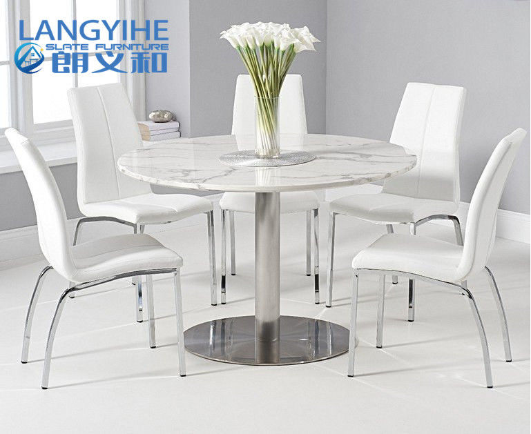 Beklede Stoel 120cm Cirkel Marmeren Eettafel