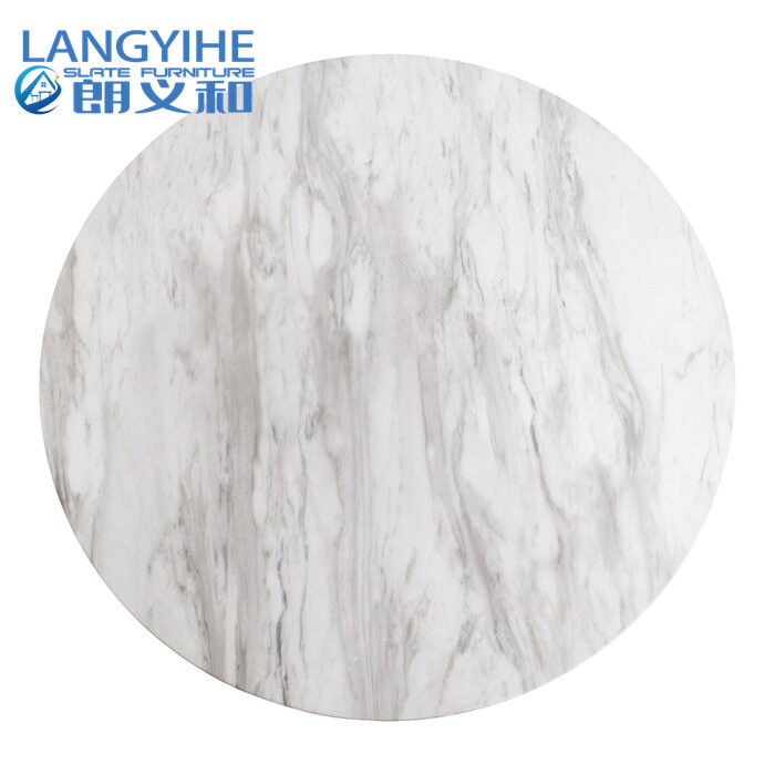 Witte Hoogste Zwarte Basisodm Kleine Ronde Marmeren Eettafel 105cm Dia