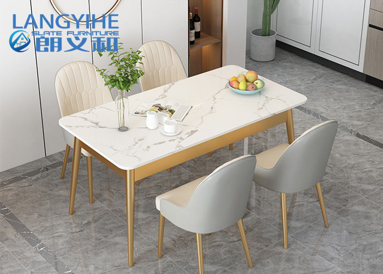 Rechthoekige Marmeren de Eettafel en de Stoelcombinatie van de Rotsraad