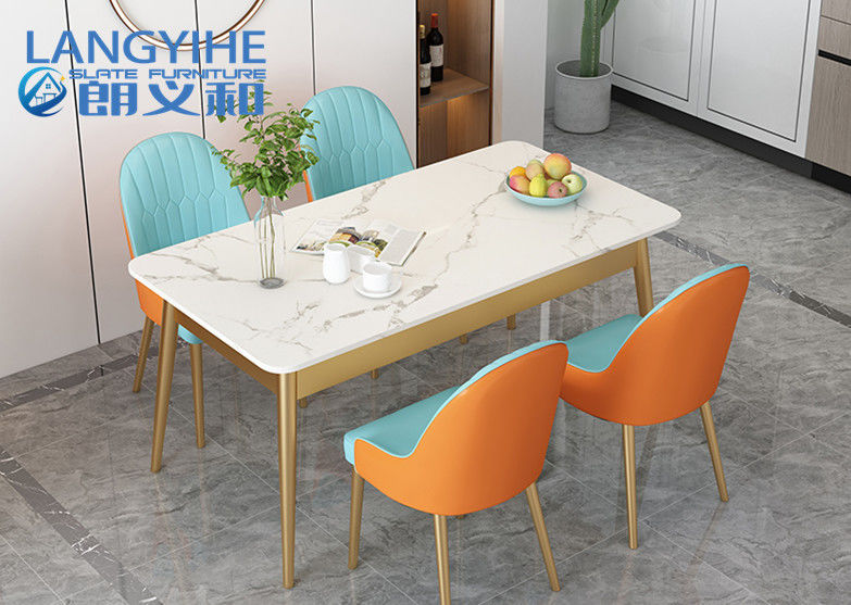 Rechthoekige Marmeren de Eettafel en de Stoelcombinatie van de Rotsraad