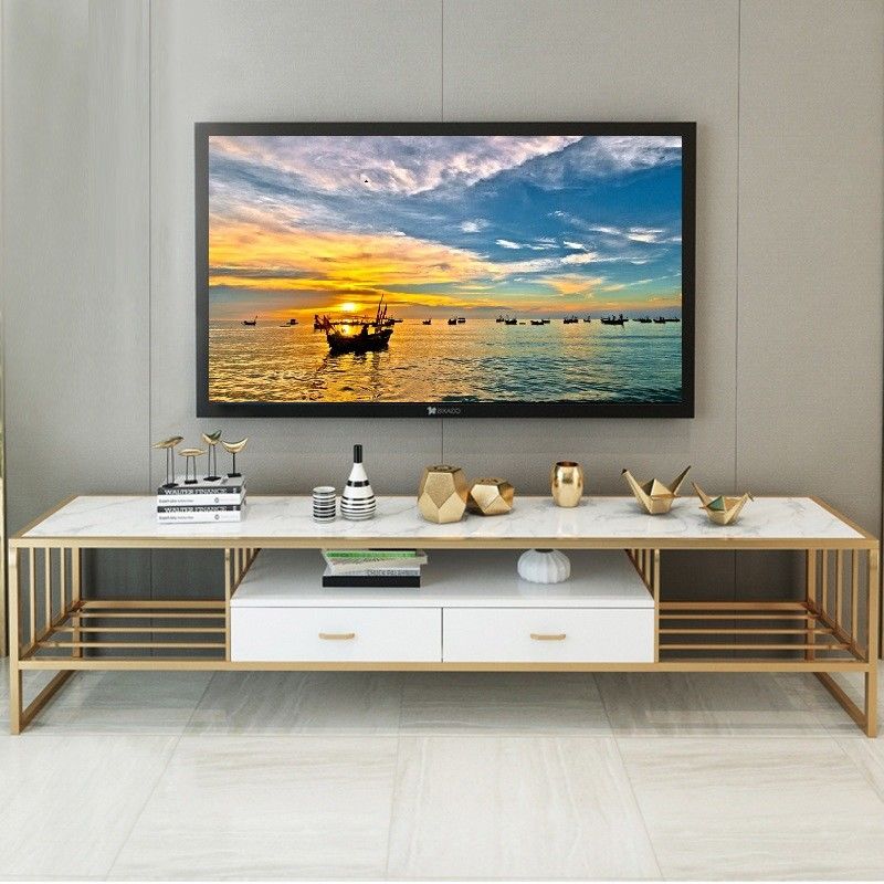 Van het de Tribuneroestvrije staal van luxe Gouden Marmeren Hoogste TV het Kader Lange Bank