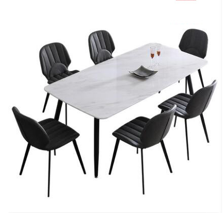 Verhinder van de Krassen Minimalistische Marmeren Eettafel en Stoel Combinatie