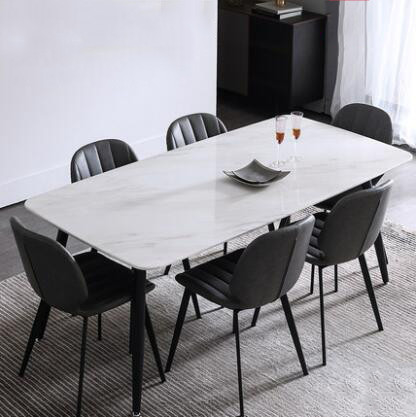 Verhinder van de Krassen Minimalistische Marmeren Eettafel en Stoel Combinatie