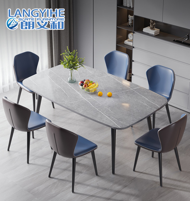 Van de metaal Minimalistische Marmeren Eettafel en Stoel Combinatie Ovale Vorm