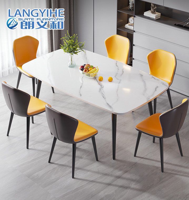 Van de metaal Minimalistische Marmeren Eettafel en Stoel Combinatie Ovale Vorm