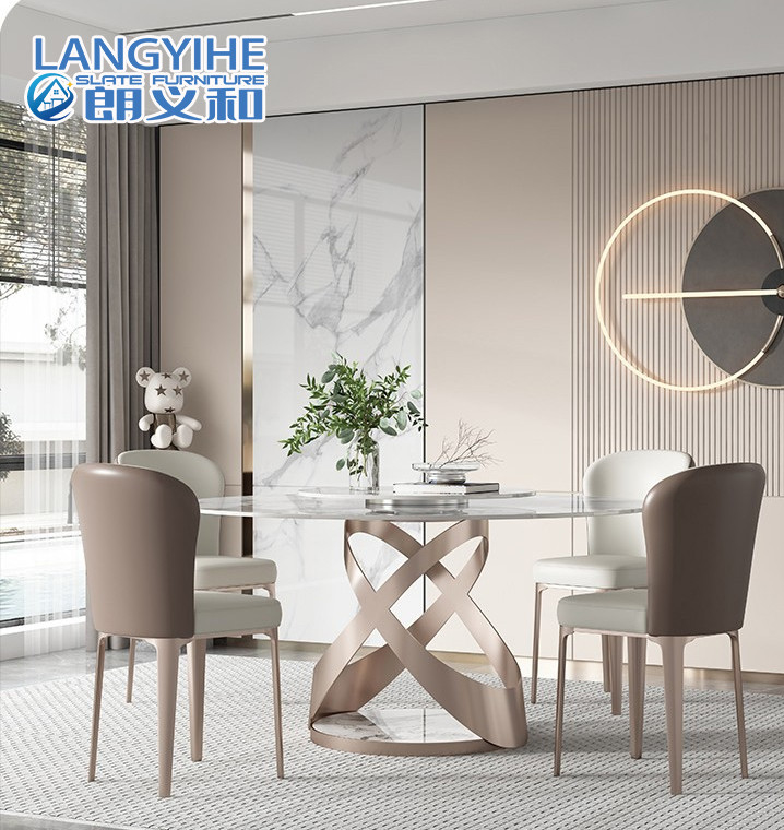 Draaischijf Marmeren Ronde Eettafel voor Lichte Luxe 4