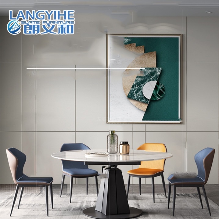 De Telescopische Minimalistische Marmeren Eettafel van de rotsplak om Moderne Italiaanse Stijl