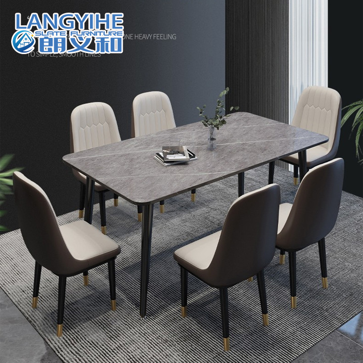 De Moderne Minimalistische Marmeren Rechthoekige Eettafel van de rotsplak