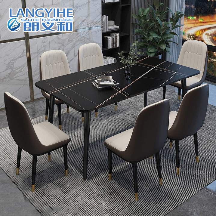 De Moderne Minimalistische Marmeren Rechthoekige Eettafel van de rotsplak