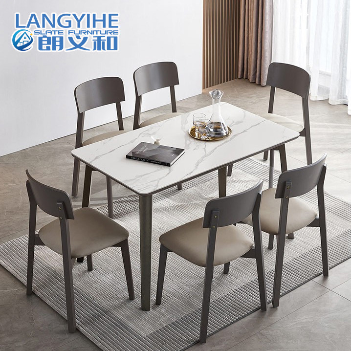 Samengestelde Moderne Blad Minimalistische Marmeren Eettafel