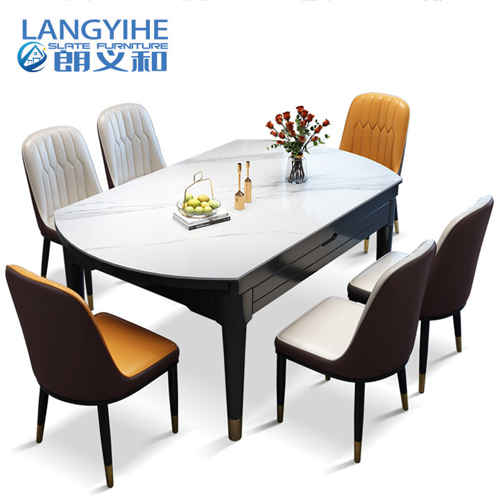Minimalistische Moderne Stevige Houten Eettafel en Stoelcombinatie