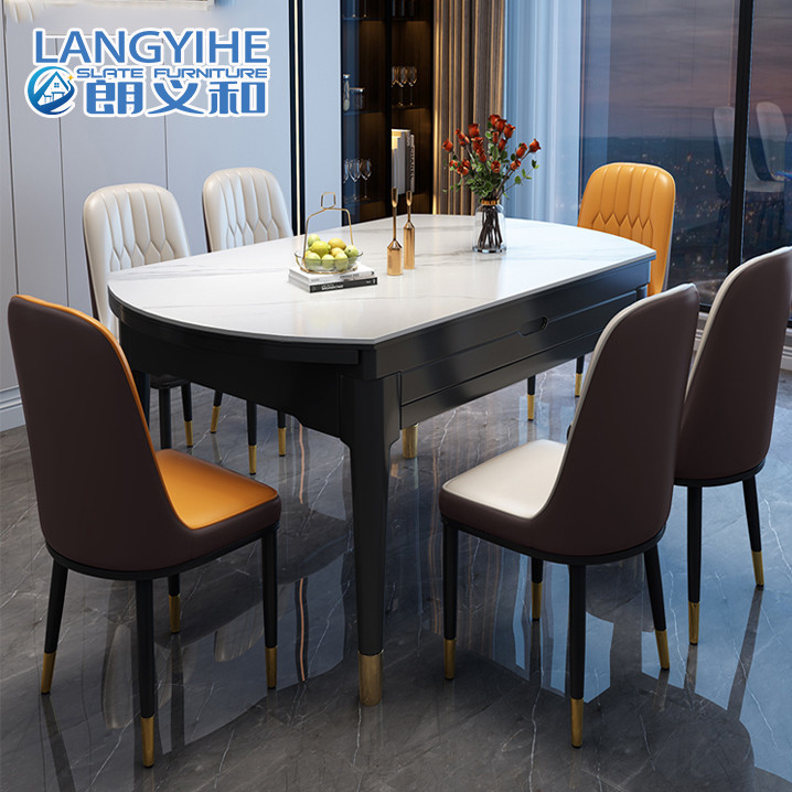 Minimalistische Moderne Stevige Houten Eettafel en Stoelcombinatie